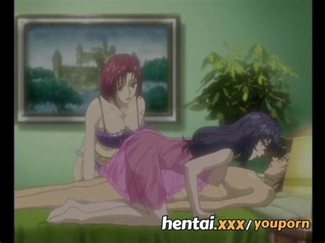 Hentai.xxx - Two Milfs Share One Horny Young Stud - Free ...